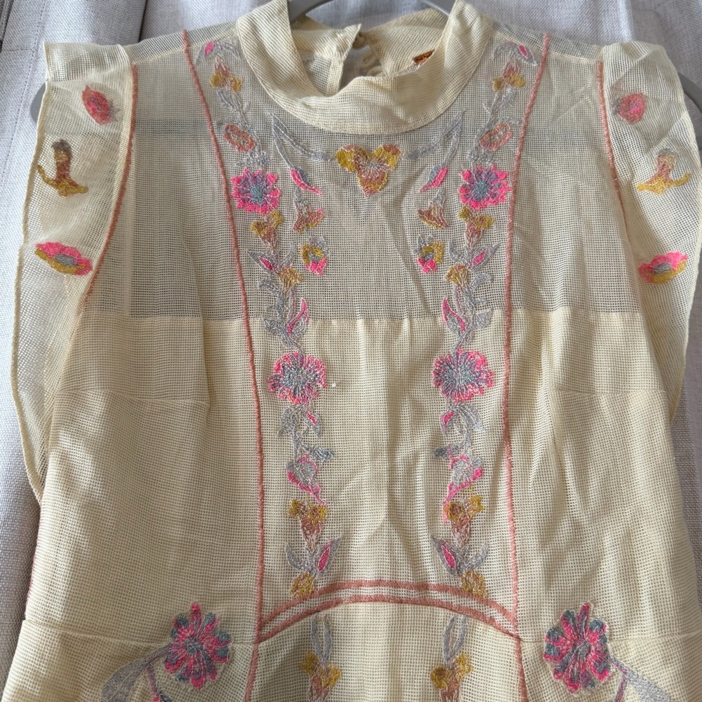 New Free People Riviera Embroidered Mesh Mini Dress - Picture 6 of 9